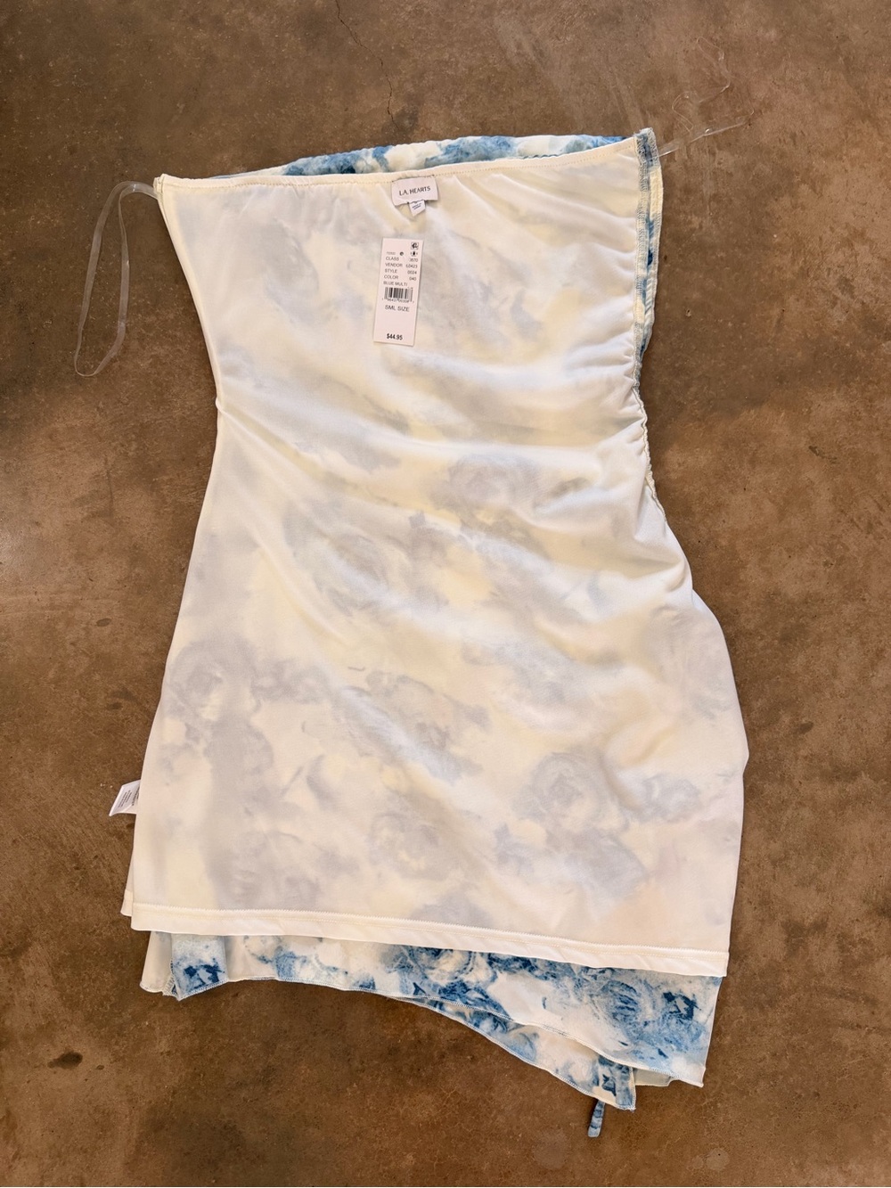 L.A. Hearts Pacsun Blue Floral Strapless Ruched Mini Dress NWT Size S - Picture 8 of 12